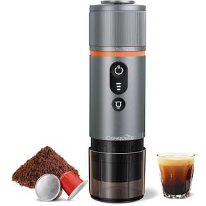 CONQUECO Portable Espresso Machine Travel: 12v Car Coffee Maker for Camping - Small Electric - 2.5 Mins Heating - 8 Cups Espresso for One Charge