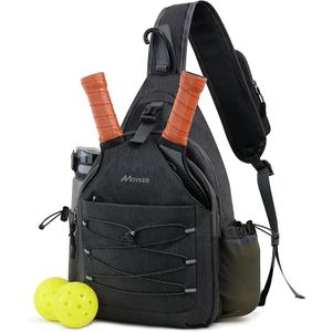 Pickleball Bag for Women and Men Sling Crossbody Backpack for Pickleball with Adjustable Shoulder Strap Fence Hook and Paddles Cover Sports Accessories Pickle Ball Equipment Gifts
