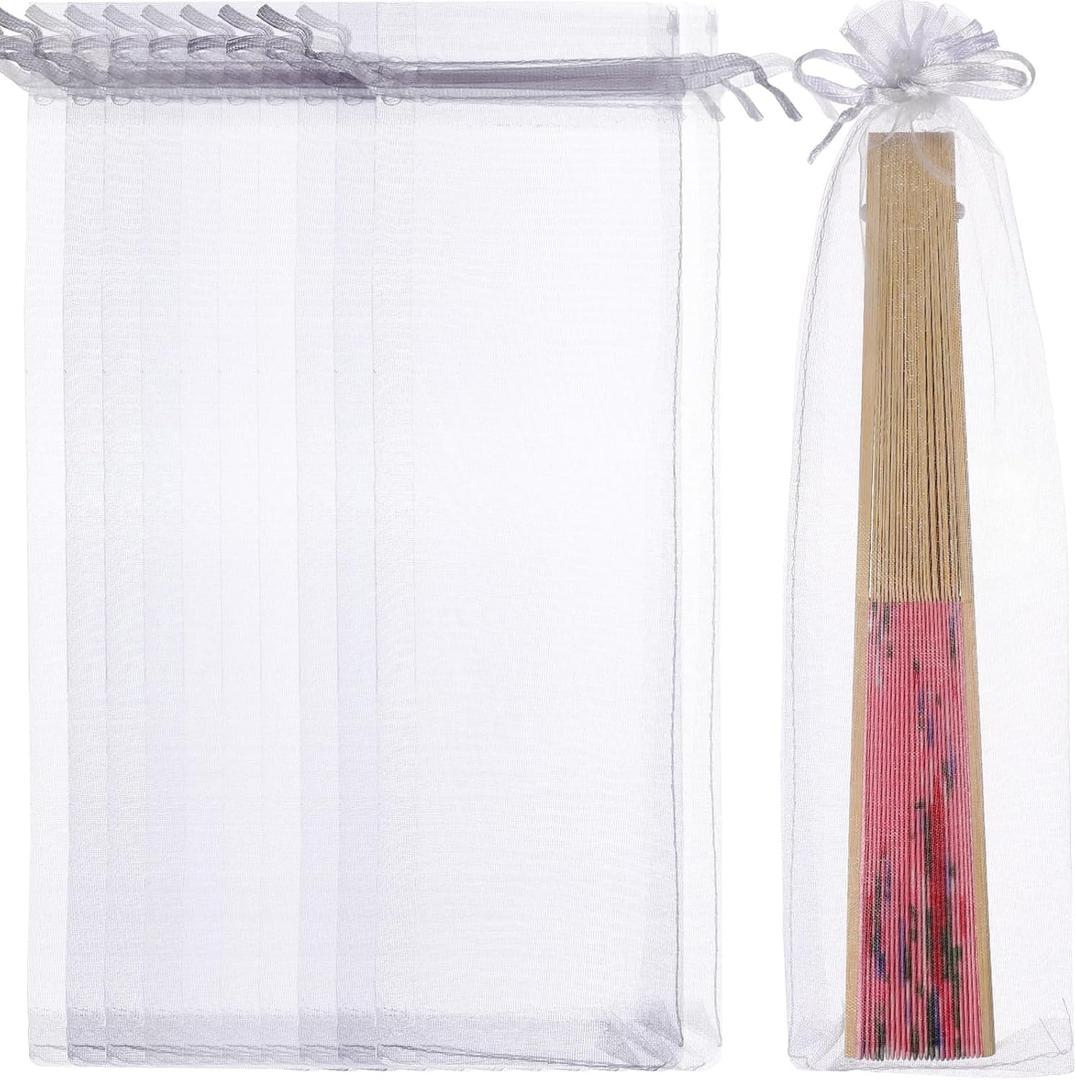 SHINEOFI 50Pcs Organza Drawstring Bags 10X2.4 Inch Lightweight Sheer Pouches for Jewelry Candy Party Favors Wedding and Baby Shower Packaging