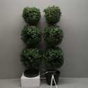 momoplant Artificial Topiaries Ball Tree Outdoor, 3.3ft Fake Topiary Triple Ball Boxwood Trees(2 Pieces), Faux Shrubs Plants Potted Green Decorative Indoor Porch or Garden40inch