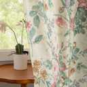 Floral Curtains 84 Inches Long 2 Panels Linen Textured Vintage French Country Curtains for Living Room, Grommet Privacy Window Semi Sheer Victorian Rose Flowers Patterned Curtain Drapes, 50x84 Inch