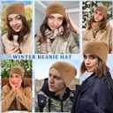 AWAYTR Satin-Lined Winter Beanie Knit Hat, Acrylic Knit with Silk Interior, Soft Slouchy Cuffed Design for Women & Men (One Size, Khaki)