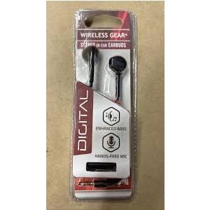 Wireless Gear Stereo In Ear Earbuds Digital Black, Pack Of 2