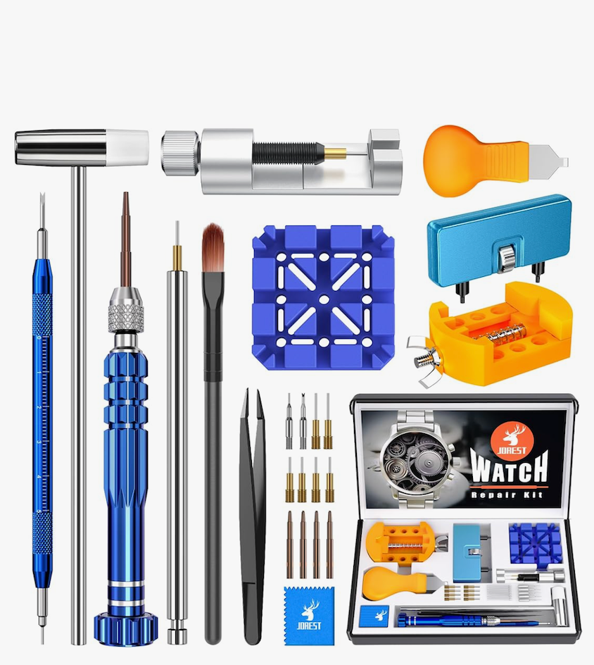 JOREST Watch Repair Kit for Battery Replacement & Link Removal, Resizing &Opener, Watch Repair and Cleaning Screwdriver Set, Wrench Back Remover, Spring Bar Tool