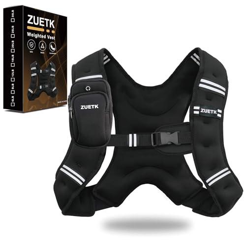 ZUETK Weighted Vest, 5lb/6lb/8lb/10lb/12lb/16lb/20lb/25lb/30lb Weight Vest with Reflective Stripe, Weighted Vest for Men Women Workout Equipment for Strength Training, Running, Jogging, Weight Loss