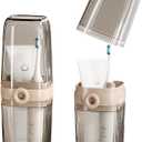 Topavatop Toothbrush Travel Case, 2 in 1 Toothbrush Holder and Rinse Cup, Large Capacity Toothbrush Cup with Cover, Portable Travel Toothbrush Holder for Traveling, Camping, Trip - 1Pc - Beige&Clear