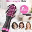 Mini Travel Hair Dryer Brush, 2Inch Oval Blow Dryer Brush for Short to Medium Hair, Dual Voltage 120–240V Hot Air Brush with Ceramic Coating, Smooth Blowouts, Black &Pink
