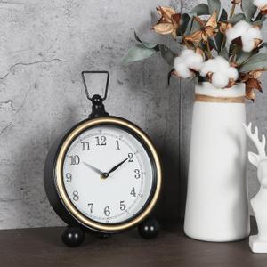 Desk Clock - 9 inch Small Silent Desk Clock with, Battery Operated for Table, Bedroom, Bedside, Living Room, Room Decor (Classic)