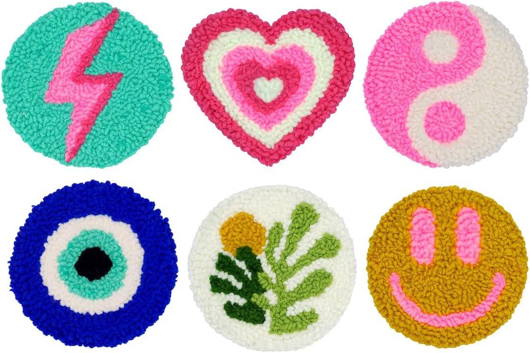 Mefatus Punch Needle Kit for Beginners Adults Kids Easy Punch Needle Embroidery Kit Tool Threader Fabric Hoop Yarn Rug Tufting Coaster Art and Crafts (#1 pink)