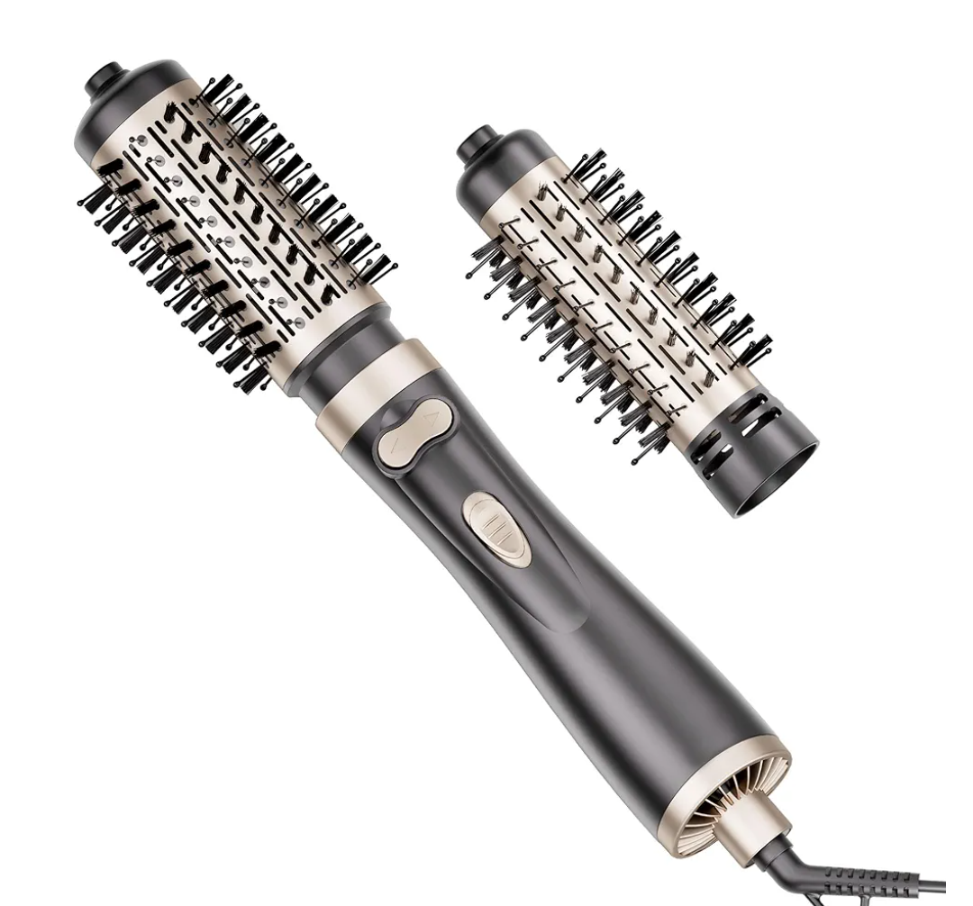 DAILYLIFE Rotating Hair Dryer Brush, Hot Air Brush with 2 Brushes (1.5" & 2"), Hairdryer, Straightener, Curling Iron, and Comb All in one