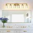 6-Light Gold Vanity Light,Bathroom Light Fixtures,Modern Brushed Brass Gold Wall Sconce Lighting,Bathroom Wall Lamp for Mirror Bedroom Living Room Vanity Table Hallway