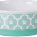 Bone Dry Lattice Collection Pet Bowl & Canister, Single Dish, Medium 6x2", Aqua