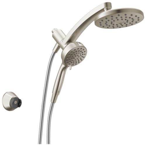 Delta 6-Setting PivotPro 3-in-1 Combination Shower Head with ProClean Spray, Brushed Nickel Round Shower Head Rainfall with Handheld Spray, 1.75 GPM, SpotShield Brushed Nickel 75649SN