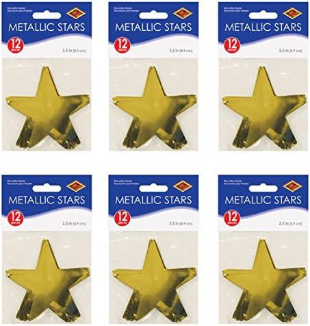 Beistle S57027-GDAZ6 Metallic Star Cutouts, 72 Piece, 3.5", Gold