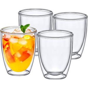 Amazing Abby - Andes - 14-Ounce Insulated Plastic Tumblers (Set of 4), Double-Wall Plastic Drinking Glasses, All-Clear Reusable Plastic Cups, BPA-Free, Shatter-Proof, Dishwasher-Safe