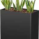 Galvanized Steel Tall Planter  24x12x24in with Removable Insert Shelf | All-Weather Rectangular Metal Planter Box for Porch, Garden, Patio | Indoor & Outdoor Use | Black