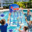 NIPLOOOW 2 in 1 Pool Basketball Hoop, Floating Pool Toys with 4 Balls & 12 Ring Toss Game for Kids Ages 4-8 8-12, Outdoor Swimming Water Basketball for Poolside Family Party for Adults Kids 3-12