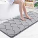 Smiry Memory Foam Bath Mat 59''x24'', Ultra Soft Non-Slip Bathroom Rug, Plush Water Absorbent Quick Dry and Machine Washable Floor Mat for Shower, Tub & Home Decor, Grey