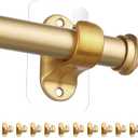 ANDGOO 10 Pack No Drill Curtain Rod Holders, Self Adhesive Curtain Rod Brackets, No Drilling, No Nail Heavy Duty Stick on Rod Hooks Bedroom, Bathroom, Livingroom, Kitchen (Gold)