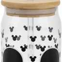 Disney Mickey Mouse Big Face 15 Oz Glass Bottle With Straw & Lid