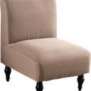LavishCover Armless Accent Chairs Covers, Thick Armless Recliner Sofa Cover Stretchable, Removable Armless Chair Slipcover for Living Dining Room Hotel (Khaki, 1pc)