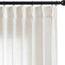 Joydeco Pinch Pleated Linen Curtains 90 Inch Long 2 Panel Set for Living Room, Semi Sheer Curtain for Bedroom, Back Tab Light Filtering Drapes with Adjustable Hooks (40”W x90”L, Off White)