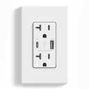 ELEGRP USB Charger Wall Outlet, USB Receptacle with Type A & Type C USB Ports, 20 Amp Duplex Tamper Resistant Receptacle Plug, Wall Plate Included, UL Listed (1 Pack, Matte White)