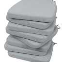 AAAAAcessories D-Shaped Chair Cushions, 2" Thick Dining Chair Pads with Ties and Removable, Machine-Washable Cover, 17" x 16", Set of 8, Gray