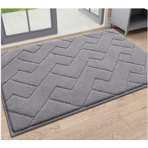 Washable Non Slip Kitchen Mats for Floor Absorbent Soft Kitchen Rugs for Floor, Sink, Hallway, Laundry, Grey 32x37