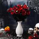 20 Pcs Halloween Red Artificial Flowers Goth Artificial Bloody Roses Floral Bouquet for Halloween Decor (Skull Spider Hand)