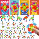 28 Pack Valentines Day Gifts for Kids - Wacky Tracks Fidget Spinner with Valentine's Day Greeting Cards for Kids, DIY Deformable Spinner Classroom Valentine's Party Favor, Exchange Prizes Gift
