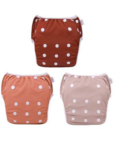 Babygoal Swim Diapers 3 Pack for 0-8M Newborn and Baby, Reusable Adjustable Washable for Swimming Lessons