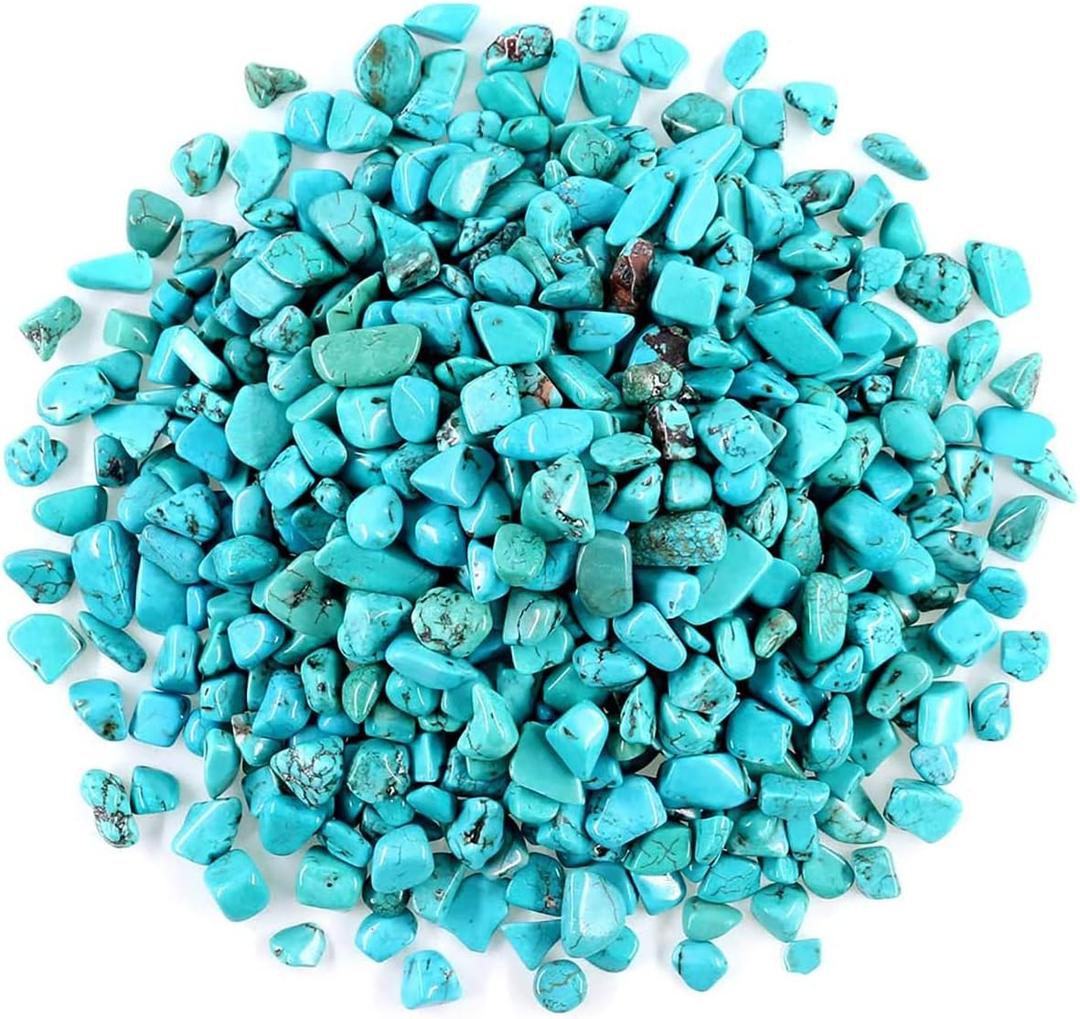 1 Lb (460 g) Decorative Quartz Pebbles Irregular Shaped Turquoise Stones Small Tumbled Chip Gravel Crushed Gemstone Pieces Natural Green Crystal for Handicrafts/Home Decoration