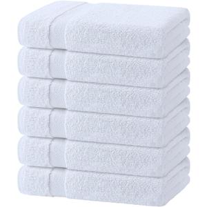 Wealuxe White Bath Towels 24x50 Inch, 6 Pack  Extra Absorbent Cotton Towel Set for Bathroom