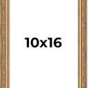 Poster Palooza 10x16 Frame Gold Antique Solid Pine Wood Picture Frame with UV Acrylic Plexiglass, Foam Board Backing & Hanging Hardware Included