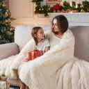 GONAAP Fuzzy Faux Fur Throw Blanket Ivory Super Soft Cozy Plush Fuzzy Shaggy Blanket for Couch Sofa Bed (Ivory, Throw(50"x60"))