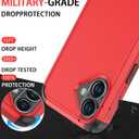 Diverbox for iPhone 16 Plus Case [Shockproof] [Dropproof] [Tempered Glass Screen Protector + Camera Protectors] Heavy Duty Protection Phone Case Cover for Apple iPhone 16 Plus (Red)