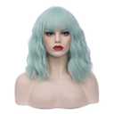 14" Short Wavy Curly Wig Mint Green Wigs For Women Natural Cosplay Halloween Wigs Heat Resistant Fun Party Wig Include Wig Cap (Mint Green, 14 inch)