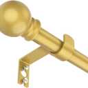 Curtain Rods for Window 32 to 62, Gold 5/8 inch Splicing Single Window Curtain Rod Set with Brackets