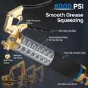 Grease Gun Kit, 8000 PSI Heavy Duty Pistol Grip Grease Gun with 14 OZ Capacity, Includes 0.53" Grease Coupler & 90 Grease Adaptor, Grease Guns for Automotive, Agricultral, Industrial, Marine