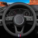 Deer Route Custom-Fit for BMW Steering Wheel Cover, Premium Leather Car Steering Wheel Cover with Logo, Non-Slip, Breathable, for BMW Accessories (C-Style, for BMW)