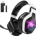 Wireless Gaming Headset for PS5, PC, PS4, 2.4G/Bluetooth Gaming Headphones with Noise Canceling Microphone, USB and Type-C Connector, 7.1 Surround Sound, RGB Lighting, 60H Battery