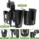 KDD Stroller Cup Holder with Phone Holder, 3-in-1 Removable Bottle Holder, 360 Degrees Rotation Drink Holder for Wheelchair, Stroller, Bike, Walker, Scooter, Bicycle, Uppababy, Bugaboo, Britax