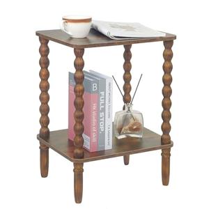 Fultyle Side Table, Small End Table with Storage Shelf, 2-Tier Small Coffee Tables Living Room for Bedroom, Narrow Spaces (Rustic Brown)