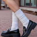 2 x HONGTEYA Slouchy Socks for Women, Knee High Boot Socks Scrunch Leg Warmers, Soft Cozy Valentines Day Gifts for Her (White)