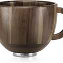 SpaceAid Wooden Bowl with Handle, Kitchen Space Aid Acacia Wood Mixing Bowls Holder for Stand Mixer, Compatible with 4.5 & 5 QT Tilt-Head Models Kitchen, Light Wood