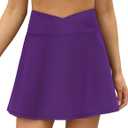 LouKeith Tennis Skirts for Women Pleated Crossover High Waisted Athletic Workout Golf Skorts Skirts with Shorts Pocket (Purple)