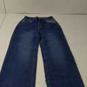 HDLTE Baggy Wide Leg Jeans for Women High Waisted Trendy Flare Jeans Boyfriend Denim Pants with Patch Pockets Blue S