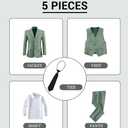 Boys' Formal Suit Set Slim Fit Kids Formal Suits Toddler Tuxedo Wedding Prom Classic Outfit for Teen (Green), 7Y