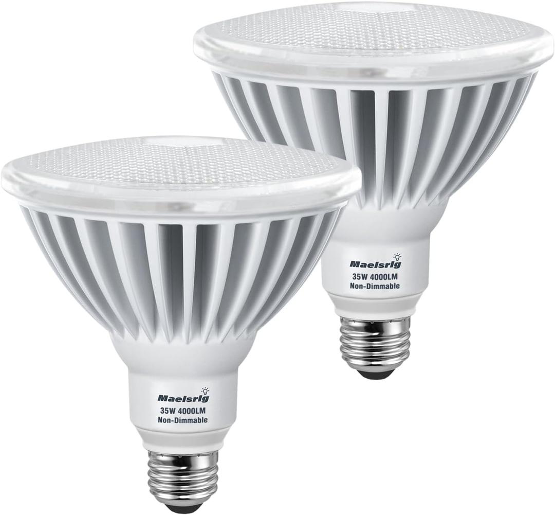 PAR38 LED Flood Light Bulbs, 300W Equivalent, Indoor Outdoor Flood Light Bulb, Daylight 5000K, Waterproof, 35W 4000LM, Non-Dimmable, 2-Pack